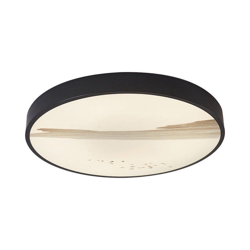 Round Dining Room Flush Lamp Metal LED Contemporary Ceiling Mounted Fixture in Black, White/Warm Light Clearhalo 'Ceiling Lights' 'Close To Ceiling Lights' 'Close to ceiling' 'Flush mount' Lighting' 313389