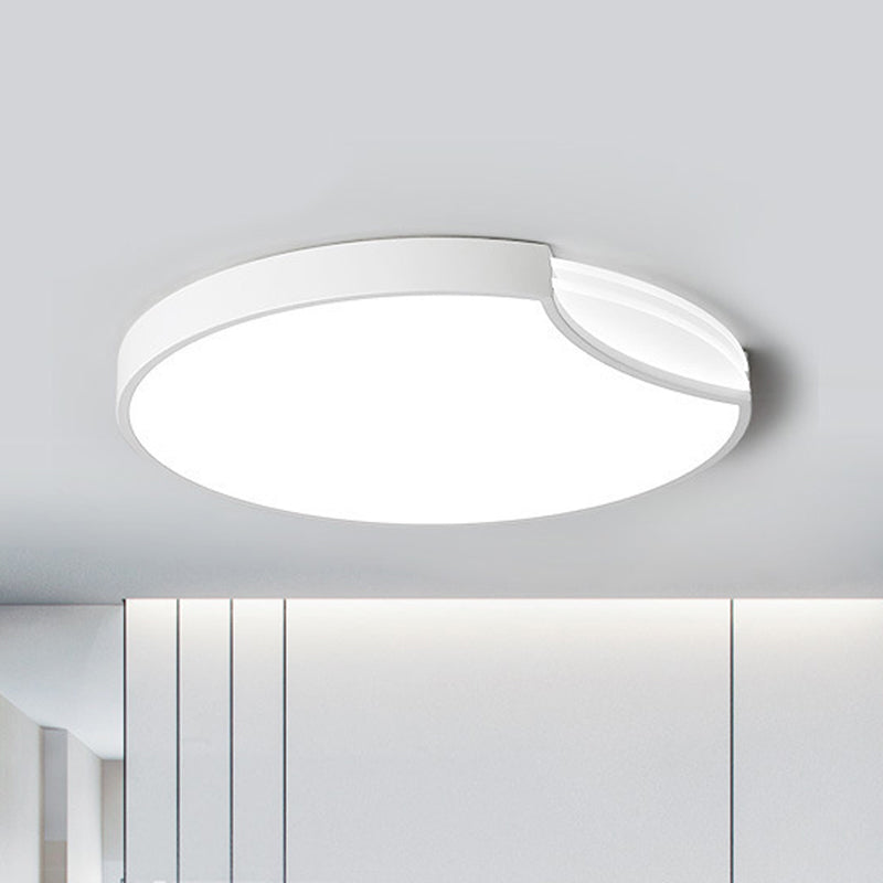 LED Bedroom Flush Mount Lighting with Round Metal Shade Modernist White/Black with Recessed Diffuser in White/Warm Light White White Clearhalo 'Ceiling Lights' 'Close To Ceiling Lights' 'Close to ceiling' 'Flush mount' Lighting' 313403