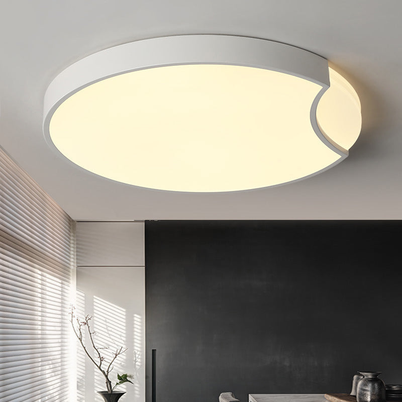 LED Bedroom Flush Mount Lighting with Round Metal Shade Modernist White/Black with Recessed Diffuser in White/Warm Light White Warm Clearhalo 'Ceiling Lights' 'Close To Ceiling Lights' 'Close to ceiling' 'Flush mount' Lighting' 313404