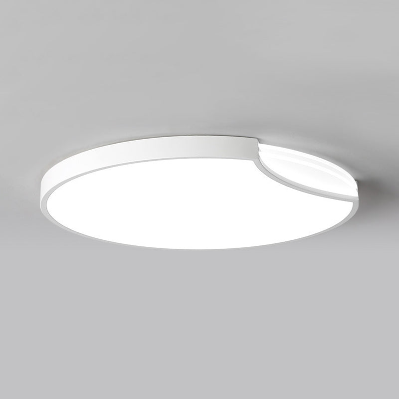 LED Bedroom Flush Mount Lighting with Round Metal Shade Modernist White/Black with Recessed Diffuser in White/Warm Light Clearhalo 'Ceiling Lights' 'Close To Ceiling Lights' 'Close to ceiling' 'Flush mount' Lighting' 313406