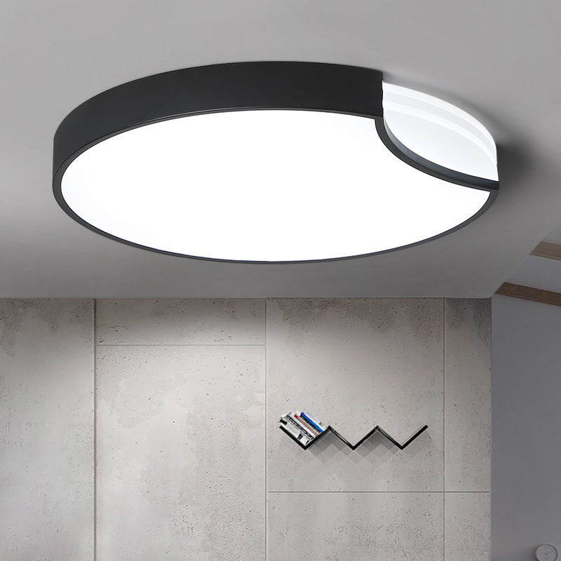 LED Bedroom Flush Mount Lighting with Round Metal Shade Modernist White/Black with Recessed Diffuser in White/Warm Light Black White Clearhalo 'Ceiling Lights' 'Close To Ceiling Lights' 'Close to ceiling' 'Flush mount' Lighting' 313407