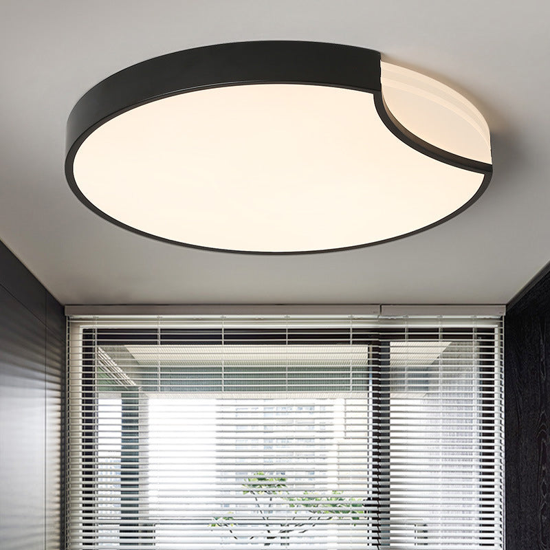 LED Bedroom Flush Mount Lighting with Round Metal Shade Modernist White/Black with Recessed Diffuser in White/Warm Light Black Warm Clearhalo 'Ceiling Lights' 'Close To Ceiling Lights' 'Close to ceiling' 'Flush mount' Lighting' 313408