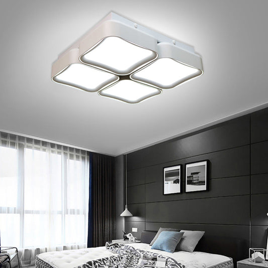 Contemporary Square Flush Lighting Metal LED Bedroom Ceiling Mounted Fixture in 3 Color Light White Clearhalo 'Ceiling Lights' 'Close To Ceiling Lights' 'Close to ceiling' 'Flush mount' Lighting' 313424