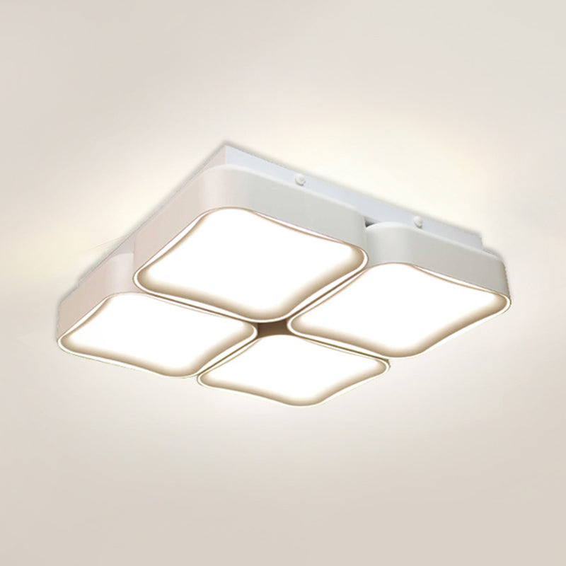 Contemporary Square Flush Lighting Metal LED Bedroom Ceiling Mounted Fixture in 3 Color Light Clearhalo 'Ceiling Lights' 'Close To Ceiling Lights' 'Close to ceiling' 'Flush mount' Lighting' 313427