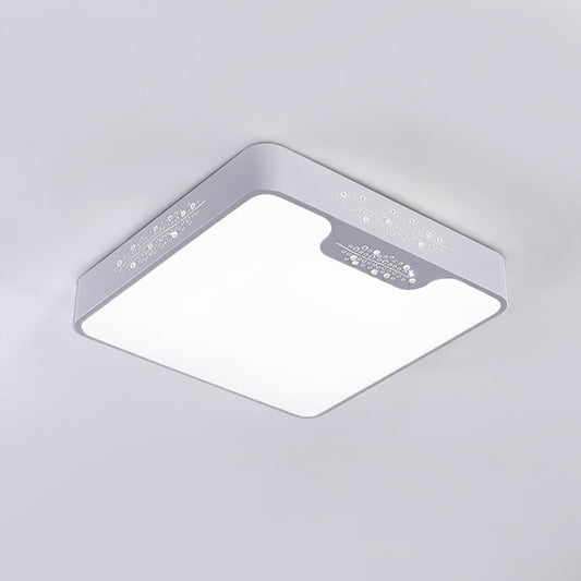 20"/41" Wide White Square/Rectangle Flush Mount Lighting Modern Style Metal LED Close to Ceiling Lamp Clearhalo 'Ceiling Lights' 'Close To Ceiling Lights' 'Close to ceiling' 'Flush mount' Lighting' 313445