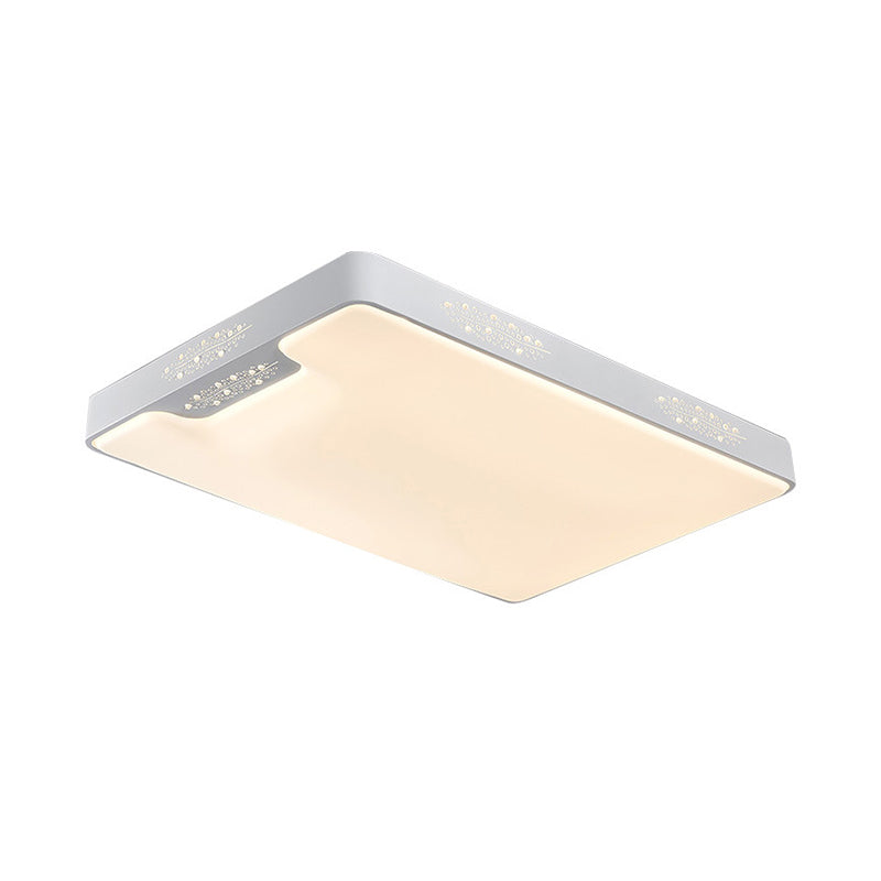 20"/41" Wide White Square/Rectangle Flush Mount Lighting Modern Style Metal LED Close to Ceiling Lamp Clearhalo 'Ceiling Lights' 'Close To Ceiling Lights' 'Close to ceiling' 'Flush mount' Lighting' 313448