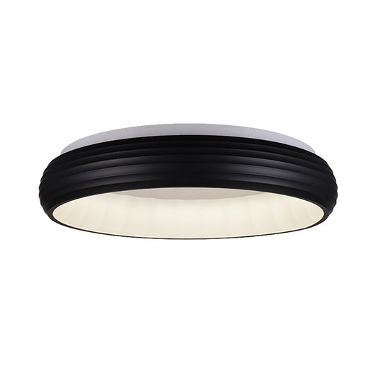 19"/25" Wide Round Metal Flush Mount Lighting Modern Black LED Ceiling Lamp Fixture for Living Room Clearhalo 'Ceiling Lights' 'Close To Ceiling Lights' 'Close to ceiling' 'Flush mount' Lighting' 313475