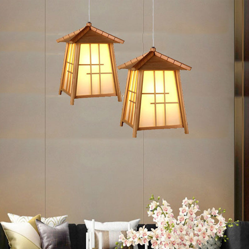 Bamboo House Hanging Lamp Chinese 1 Head Ceiling Pendant Light in Wood for Tearoom Clearhalo 'Ceiling Lights' 'Pendant Lights' 'Pendants' Lighting' 313476