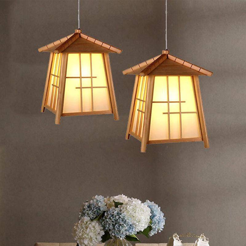 Bamboo House Hanging Lamp Chinese 1 Head Ceiling Pendant Light in Wood for Tearoom Clearhalo 'Ceiling Lights' 'Pendant Lights' 'Pendants' Lighting' 313477