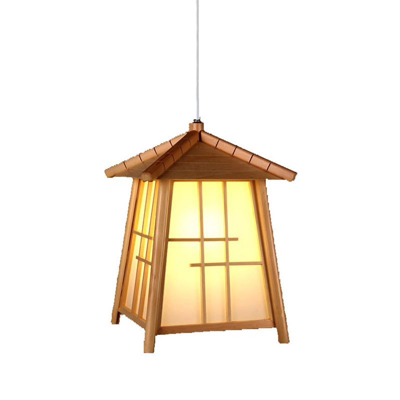 Bamboo House Hanging Lamp Chinese 1 Head Ceiling Pendant Light in Wood for Tearoom Clearhalo 'Ceiling Lights' 'Pendant Lights' 'Pendants' Lighting' 313479