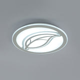 Modern Style Circle Flush Mount Ceiling Light LED Hallway Flush Mount Lamp in White with Leaf Pattern, 16"/20"/24" Wide Clearhalo 'Ceiling Lights' 'Close To Ceiling Lights' 'Close to ceiling' 'Flush mount' Lighting' 313507