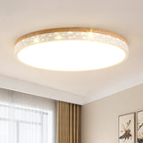 Wood Circle Flush Light Fixture Modernist LED White Ceiling Mount Lamp with Acrylic Diffuser in White/Warm Light, 12"/16"/19.5" Wide Clearhalo 'Ceiling Lights' 'Close To Ceiling Lights' 'Close to ceiling' 'Flush mount' Lighting' 313629