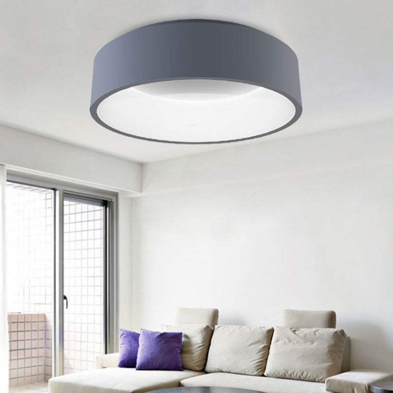 18"/23.5" Wide Grey Circular Flush Ceiling Lamp Modern LED Metal Flush Mount Light in White/Warm Light Clearhalo 'Ceiling Lights' 'Close To Ceiling Lights' 'Close to ceiling' 'Flush mount' Lighting' 313633