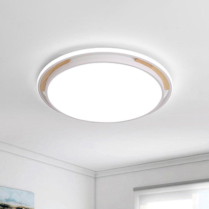 Square/Round Metal Flush Lighting Contemporary Grey/White LED Close to Ceiling Lamp Fixture in White/Warm Light, 14"/18"/22" W White White Clearhalo 'Ceiling Lights' 'Close To Ceiling Lights' 'Close to ceiling' 'Flush mount' Lighting' 313638