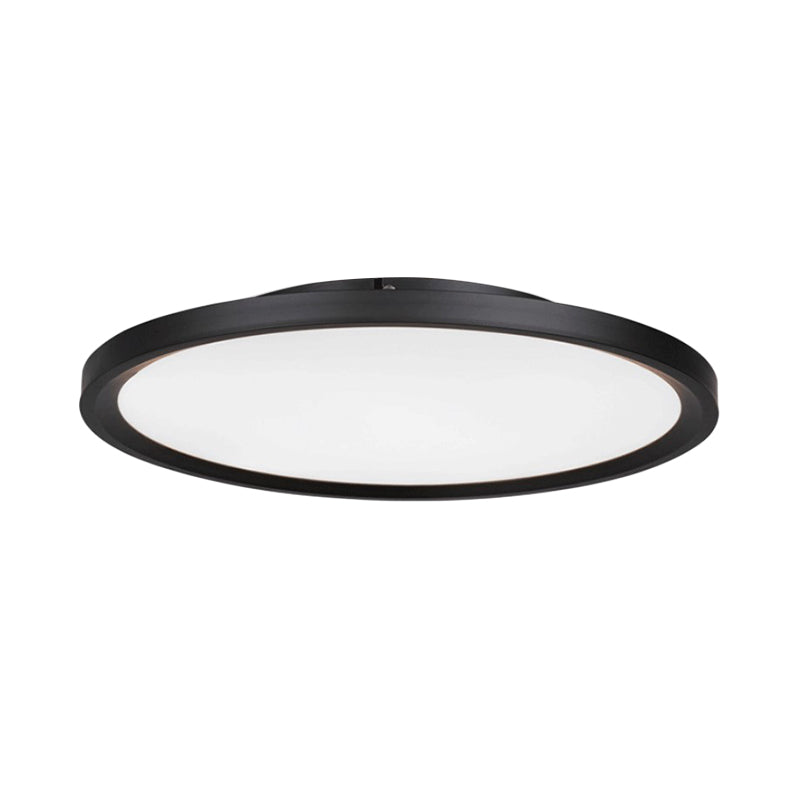 Modernist LED Flush Mount Lighting with Metal Shade White/Black Ring Close to Ceiling Lamp Fixture with Acrylic Diffuser in White/Warm Light, 16"/19.5" Dia Clearhalo 'Ceiling Lights' 'Close To Ceiling Lights' 'Close to ceiling' 'Flush mount' Lighting' 313643