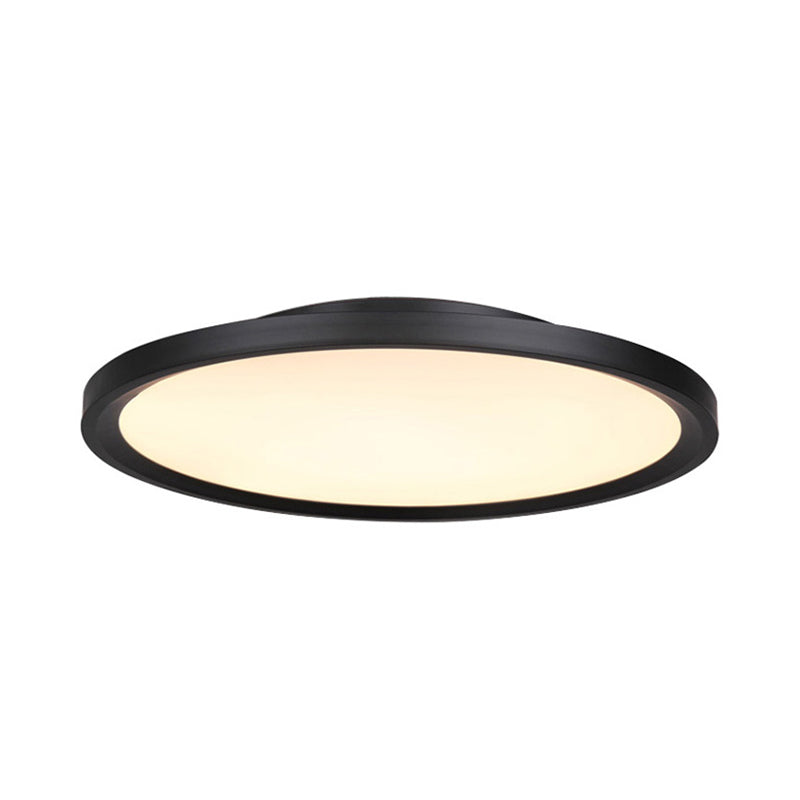 Modernist LED Flush Mount Lighting with Metal Shade White/Black Ring Close to Ceiling Lamp Fixture with Acrylic Diffuser in White/Warm Light, 16"/19.5" Dia Clearhalo 'Ceiling Lights' 'Close To Ceiling Lights' 'Close to ceiling' 'Flush mount' Lighting' 313644