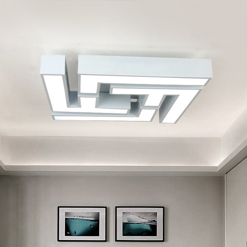 LED Bedroom Flushmount Lighting Modern White Close to Ceiling Lamp with Maze Shape Metal Shade in White/Warm Light White White Clearhalo 'Ceiling Lights' 'Close To Ceiling Lights' 'Close to ceiling' 'Flush mount' Lighting' 313661