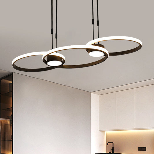 Ring Metal Hanging Light Contemporary Black LED Pendant Chandelier in Warm/White Light Clearhalo 'Ceiling Lights' 'Chandeliers' 'Modern Chandeliers' 'Modern' Lighting' 313669