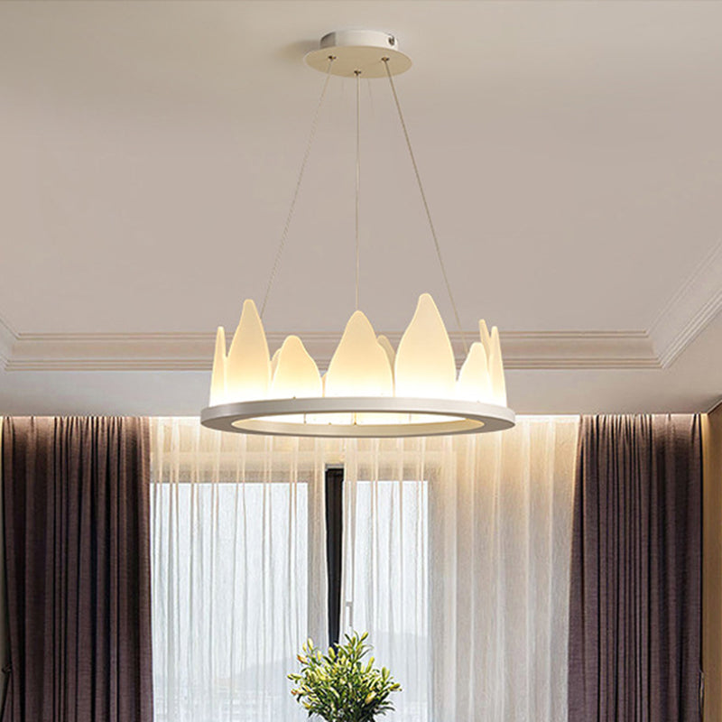 White Circular Chandelier Light Nordic Style LED Flaky Acrylic Hanging Lamp in Warm/White Light, 19.5"/23.5" Wide Clearhalo 'Ceiling Lights' 'Chandeliers' 'Modern Chandeliers' 'Modern' Lighting' 313672