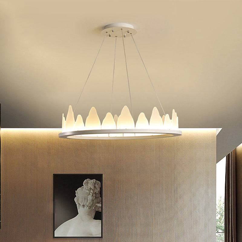 White Circular Chandelier Light Nordic Style LED Flaky Acrylic Hanging Lamp in Warm/White Light, 19.5"/23.5" Wide Clearhalo 'Ceiling Lights' 'Chandeliers' 'Modern Chandeliers' 'Modern' Lighting' 313673