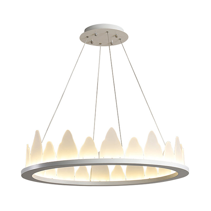 White Circular Chandelier Light Nordic Style LED Flaky Acrylic Hanging Lamp in Warm/White Light, 19.5"/23.5" Wide Clearhalo 'Ceiling Lights' 'Chandeliers' 'Modern Chandeliers' 'Modern' Lighting' 313675