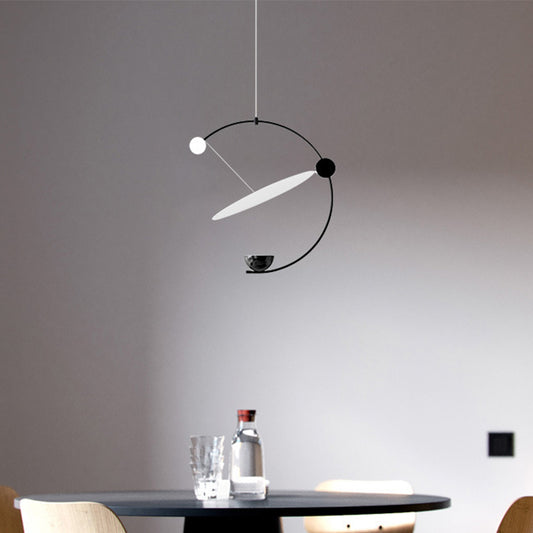 Minimalist LED Hanging Chandelier Super Thin Acrylic Black Orbit Pendulum Pendant Black Clearhalo 'Ceiling Lights' 'Chandeliers' 'Modern Chandeliers' 'Modern' Lighting' 313680