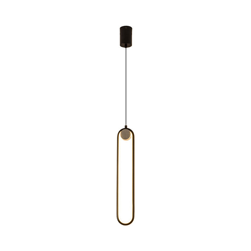 Oval Metallic Pendulum Pendant Minimalist LED Black Hanging Ceiling Light in Natural Light Clearhalo 'Ceiling Lights' 'Modern Pendants' 'Modern' 'Pendant Lights' 'Pendants' Lighting' 313691