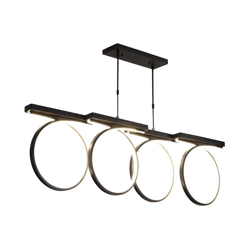 Black/Gold Finish 3/4-Ring Chandelier Pendant Modern Stylish LED Metallic Hanging Ceiling Lamp Clearhalo 'Ceiling Lights' 'Chandeliers' 'Modern Chandeliers' 'Modern' Lighting' 313711