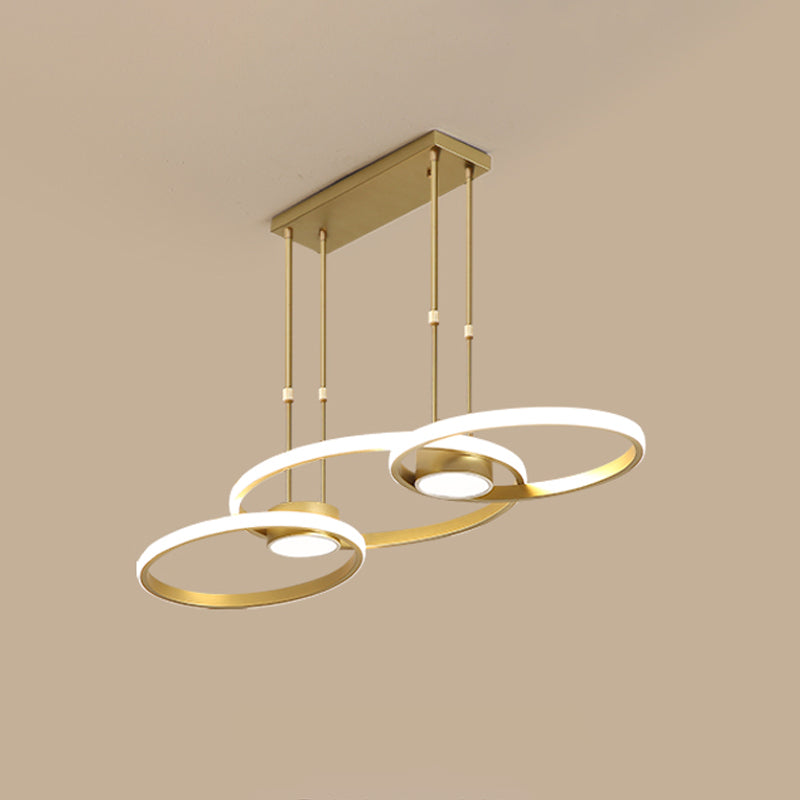 Black/Gold Finish 3/4-Ring Chandelier Pendant Modern Stylish LED Metallic Hanging Ceiling Lamp Clearhalo 'Ceiling Lights' 'Chandeliers' 'Modern Chandeliers' 'Modern' Lighting' 313713