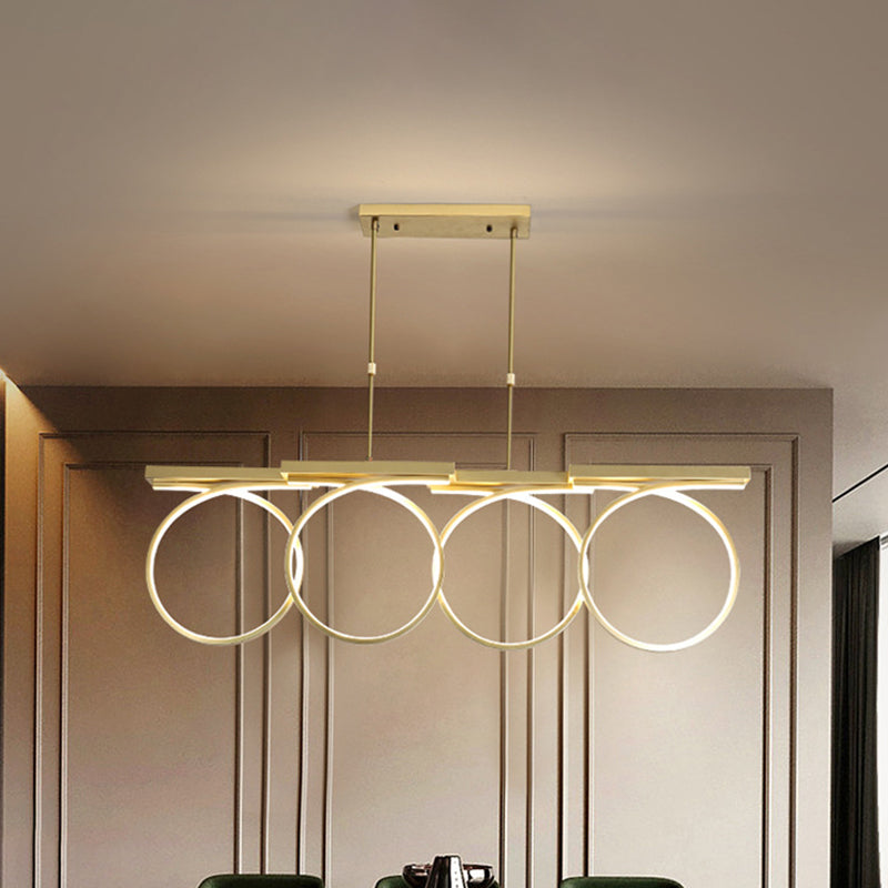 Black/Gold Finish 3/4-Ring Chandelier Pendant Modern Stylish LED Metallic Hanging Ceiling Lamp Clearhalo 'Ceiling Lights' 'Chandeliers' 'Modern Chandeliers' 'Modern' Lighting' 313715