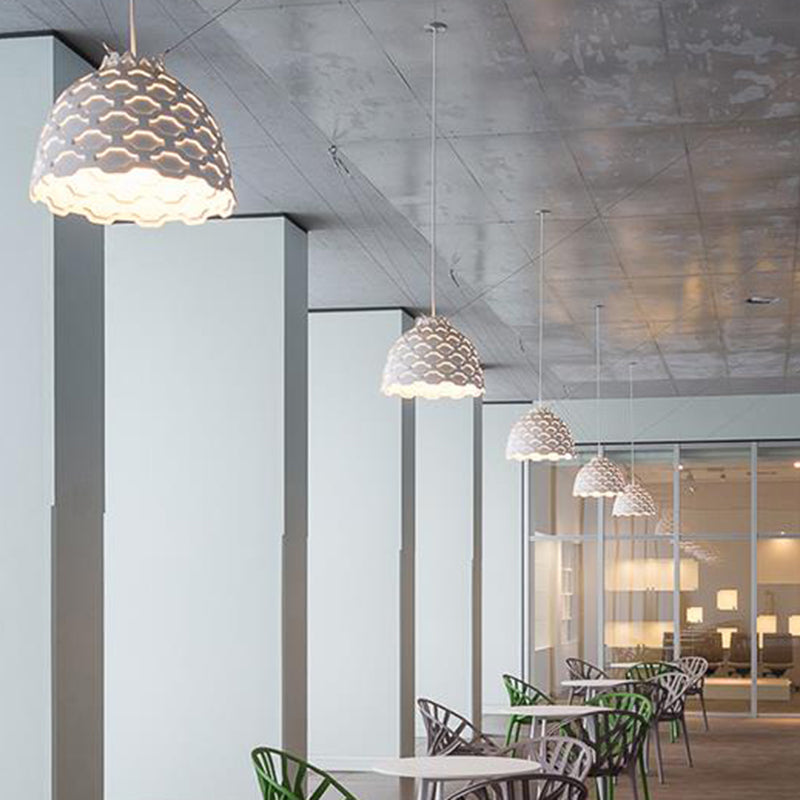 1 Head Restaurant Hanging Lamp Nordic 1 Head Pendant Light Fixture with Bowl Metal Shade White Clearhalo 'Ceiling Lights' 'Modern Pendants' 'Modern' 'Pendant Lights' 'Pendants' Lighting' 313741