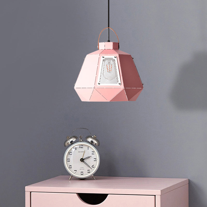 Urn Pendant Lighting Modern Metal 10"/14" Wide 1 Head Grey/Pink/Yellow Hanging Ceiling Light with Handle Pink Clearhalo 'Ceiling Lights' 'Modern Pendants' 'Modern' 'Pendant Lights' 'Pendants' Lighting' 313748