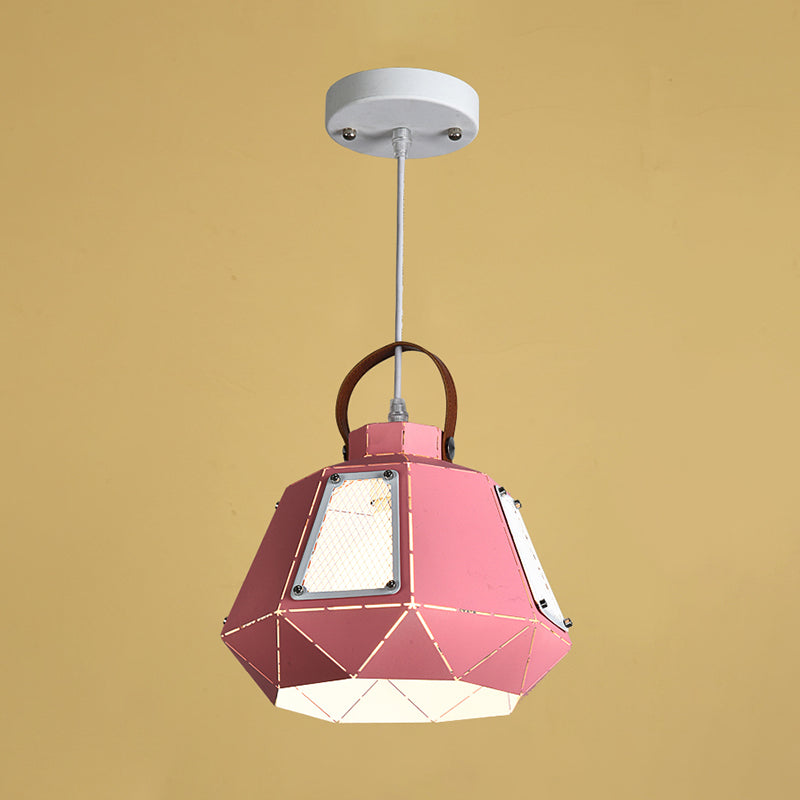 Urn Pendant Lighting Modern Metal 10"/14" Wide 1 Head Grey/Pink/Yellow Hanging Ceiling Light with Handle Clearhalo 'Ceiling Lights' 'Modern Pendants' 'Modern' 'Pendant Lights' 'Pendants' Lighting' 313749