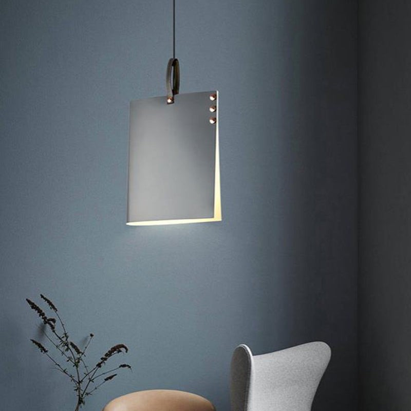 Modern 1 Head Hanging Light Grey Rectanguler Suspended Lighting Fixture with Metal Shade Grey Clearhalo 'Ceiling Lights' 'Modern Pendants' 'Modern' 'Pendant Lights' 'Pendants' Lighting' 313750