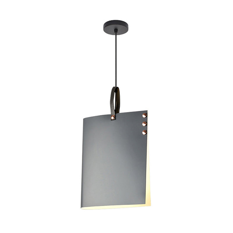 Modern 1 Head Hanging Light Grey Rectanguler Suspended Lighting Fixture with Metal Shade Clearhalo 'Ceiling Lights' 'Modern Pendants' 'Modern' 'Pendant Lights' 'Pendants' Lighting' 313751