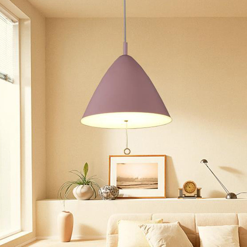 Contemporary 1 Bulb Hanging Lighting Pink Conical Ceiling Pendant Light with Metal Shade Clearhalo 'Ceiling Lights' 'Modern Pendants' 'Modern' 'Pendant Lights' 'Pendants' Lighting' 313762