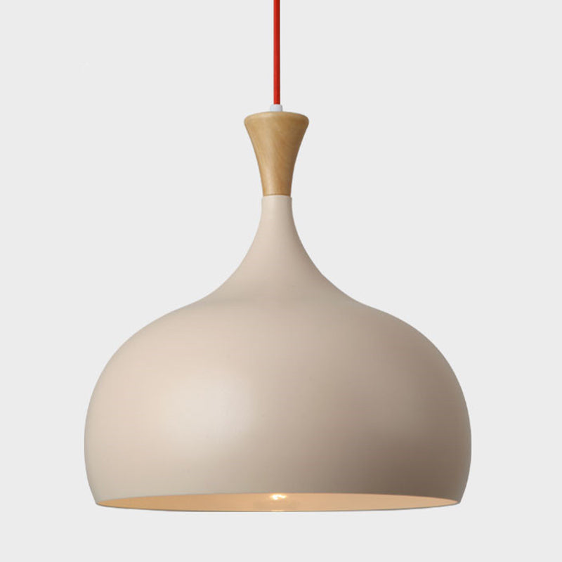 Bowl Ceiling Lamp Modernism Metal 1 Head Brown Hanging Light Fixture with Wood Cap Clearhalo 'Ceiling Lights' 'Modern Pendants' 'Modern' 'Pendant Lights' 'Pendants' Lighting' 313766