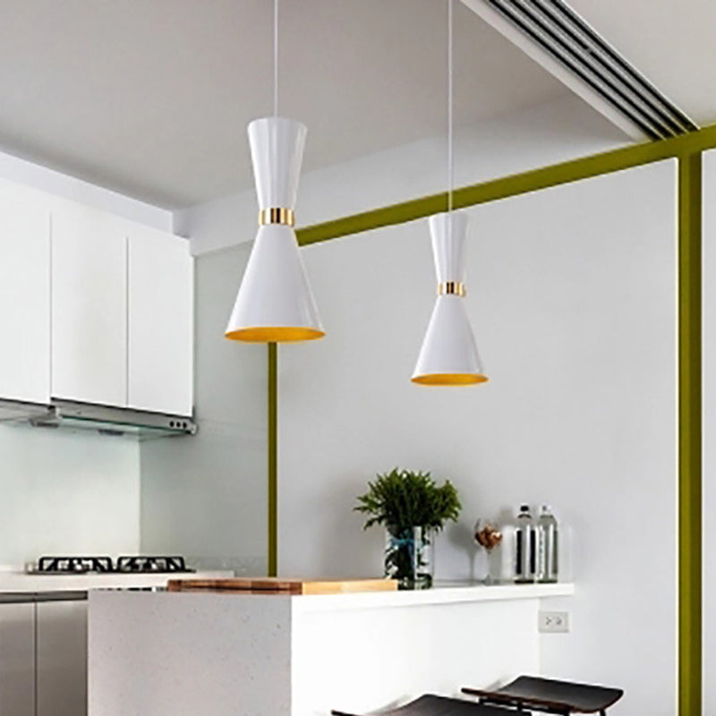 Contemporary Tapered Pendant Lighting Metal 1 Bulb Ceiling Suspension Lamp in Black/White White Clearhalo 'Ceiling Lights' 'Modern Pendants' 'Modern' 'Pendant Lights' 'Pendants' Lighting' 313773