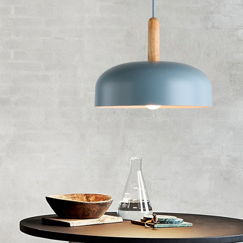 Domed Ceiling Lamp Nordic Metal 1 Head Blue Hanging Light Fixture for Living Room Clearhalo 'Ceiling Lights' 'Modern Pendants' 'Modern' 'Pendant Lights' 'Pendants' Lighting' 313780