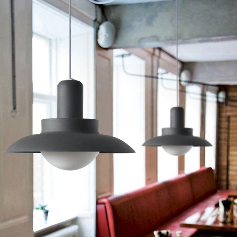 Flat Hanging Light Modernist Metal 1 Head Grey Suspended Lighting Fixture in Warm/White Light Grey Warm Clearhalo 'Ceiling Lights' 'Modern Pendants' 'Modern' 'Pendant Lights' 'Pendants' Lighting' 313783