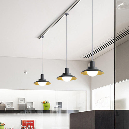 Flat Hanging Light Modernist Metal 1 Head Grey Suspended Lighting Fixture in Warm/White Light Clearhalo 'Ceiling Lights' 'Modern Pendants' 'Modern' 'Pendant Lights' 'Pendants' Lighting' 313784