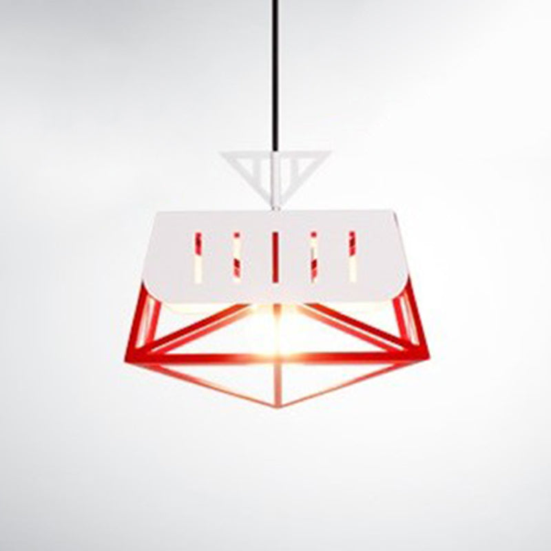 Metal Geometric Pendant Lighting Modernist 1 Head Black/Red Hanging Light Fixture for Bedroom Clearhalo 'Ceiling Lights' 'Modern Pendants' 'Modern' 'Pendant Lights' 'Pendants' Lighting' 313792