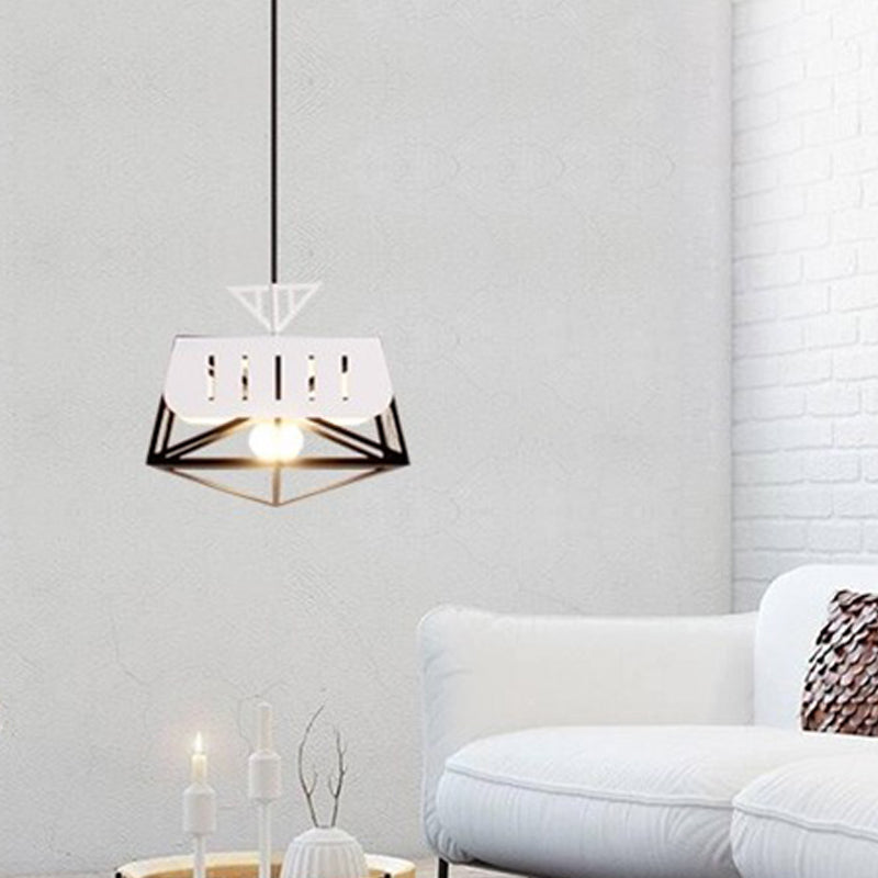 Metal Geometric Pendant Lighting Modernist 1 Head Black/Red Hanging Light Fixture for Bedroom Black Clearhalo 'Ceiling Lights' 'Modern Pendants' 'Modern' 'Pendant Lights' 'Pendants' Lighting' 313793