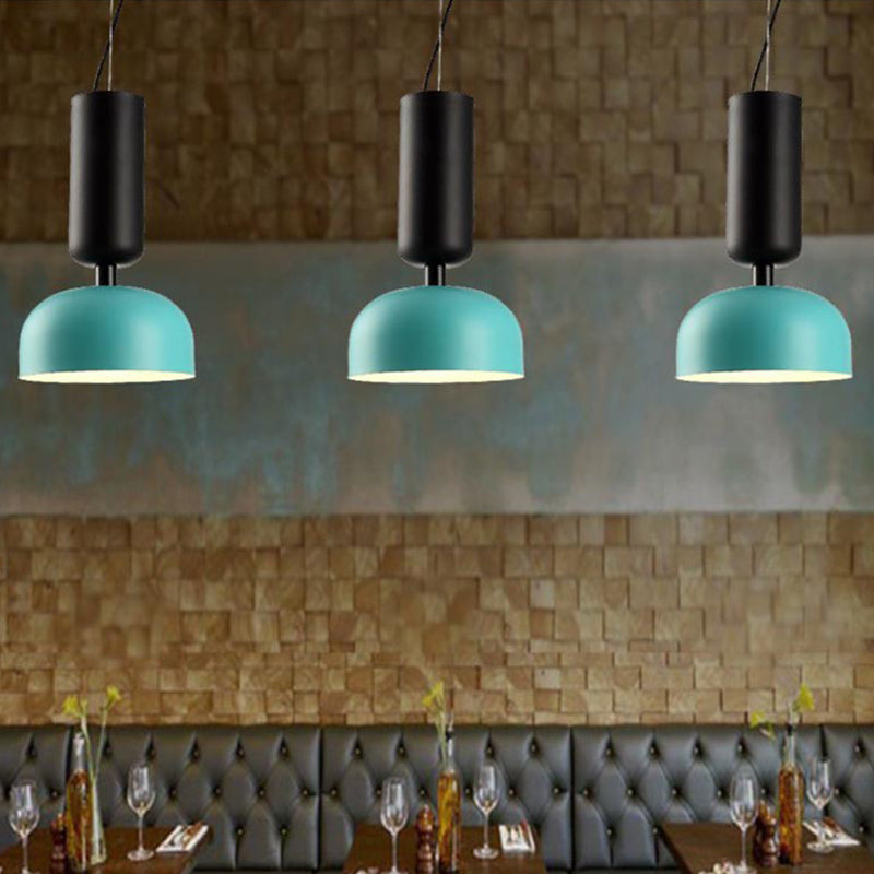 Metal Domed Pendant Light Contemporary 1 Head Suspended Lighting Fixture in Pink/Green Clearhalo 'Ceiling Lights' 'Modern Pendants' 'Modern' 'Pendant Lights' 'Pendants' Lighting' 313814