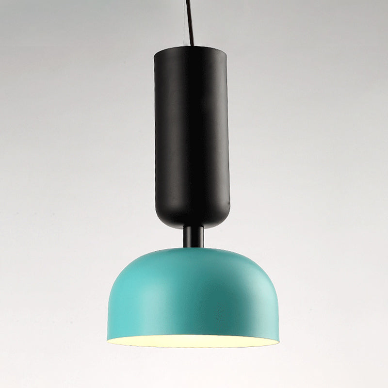 Metal Domed Pendant Light Contemporary 1 Head Suspended Lighting Fixture in Pink/Green Green Clearhalo 'Ceiling Lights' 'Modern Pendants' 'Modern' 'Pendant Lights' 'Pendants' Lighting' 313815