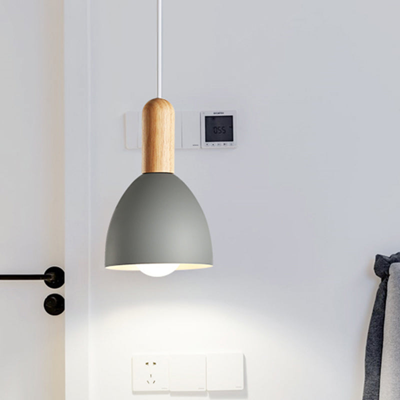 Modernist 1 Bulb Ceiling Light Grey Bowl Suspended Lighting Fixture with Metal Shade Clearhalo 'Ceiling Lights' 'Modern Pendants' 'Modern' 'Pendant Lights' 'Pendants' Lighting' 313817