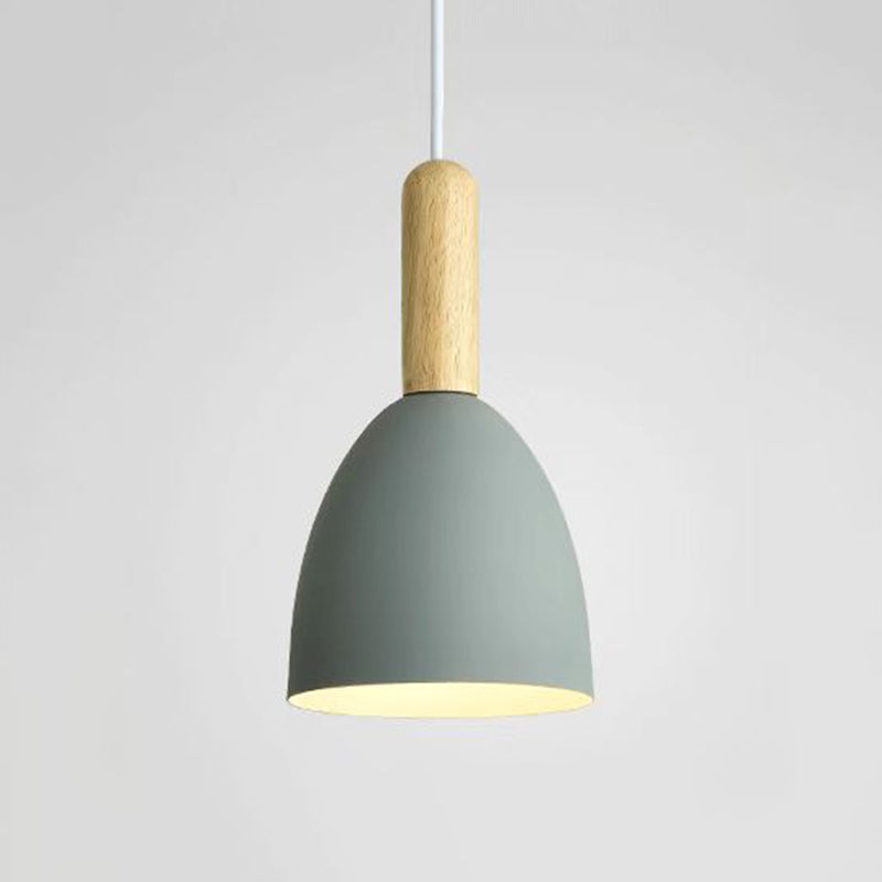 Modernist 1 Bulb Ceiling Light Grey Bowl Suspended Lighting Fixture with Metal Shade Clearhalo 'Ceiling Lights' 'Modern Pendants' 'Modern' 'Pendant Lights' 'Pendants' Lighting' 313818