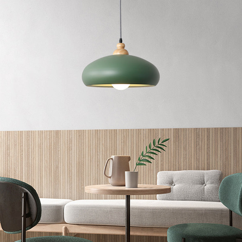 Macaron Hat Hanging Lighting Metal 1 Head Ceiling Pendant Light in Grey/Pink/Green for Living Room Green Clearhalo 'Ceiling Lights' 'Modern Pendants' 'Modern' 'Pendant Lights' 'Pendants' Lighting' 313821