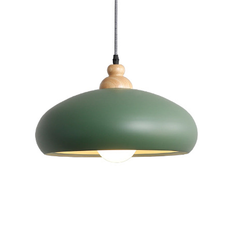 Macaron Hat Hanging Lighting Metal 1 Head Ceiling Pendant Light in Grey/Pink/Green for Living Room Clearhalo 'Ceiling Lights' 'Modern Pendants' 'Modern' 'Pendant Lights' 'Pendants' Lighting' 313823