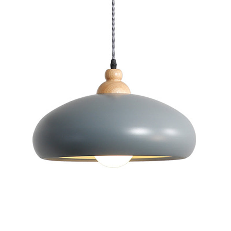 Macaron Hat Hanging Lighting Metal 1 Head Ceiling Pendant Light in Grey/Pink/Green for Living Room Clearhalo 'Ceiling Lights' 'Modern Pendants' 'Modern' 'Pendant Lights' 'Pendants' Lighting' 313826